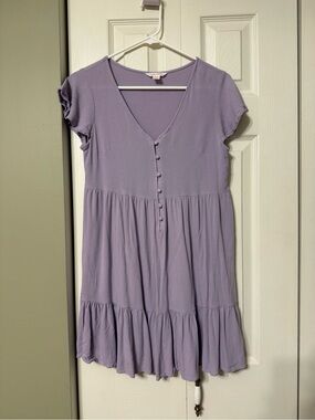 Joe Fresh Lavender Button-Front Tiered Dress